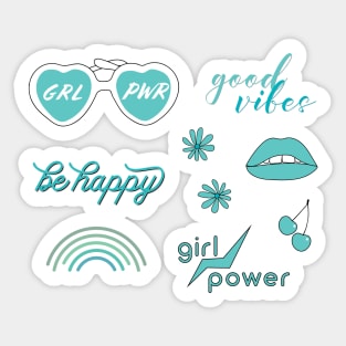 Super cute Teal Girl Power Sticker Pack Sticker